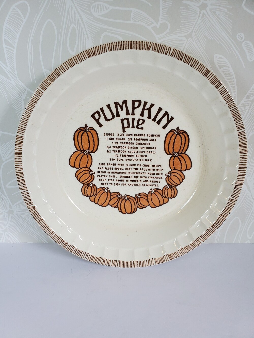 Vintage Royal China by Jeannette Country Harvest Pumpkin Pie Baking Dish Recipe